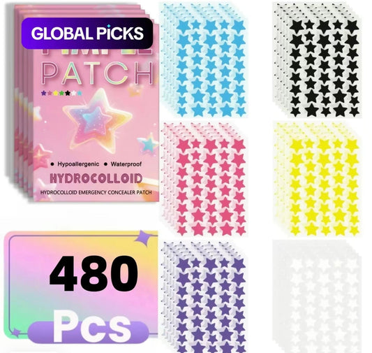 480 Pieces Facial Hydrocolloid Acne Patches, Cute Star - Shaped Coverings, Alcohol - Free, Odorless, Gentle, Mild & Non - Irritating, Suitable for All Skin Types - New Trendings