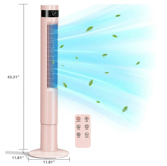 [NOT AC] R.W.FLAME Tower Fan, Oscillation fan with Remote Control, Standing fan for office, 3 Wind Modes, Time Settings, Portable Bladeless Floor Fans for Home with Children/Pets/Elders(36") - New Trendings
