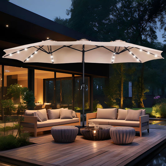 Solar LED Double Patio Umbrella - New Trendings